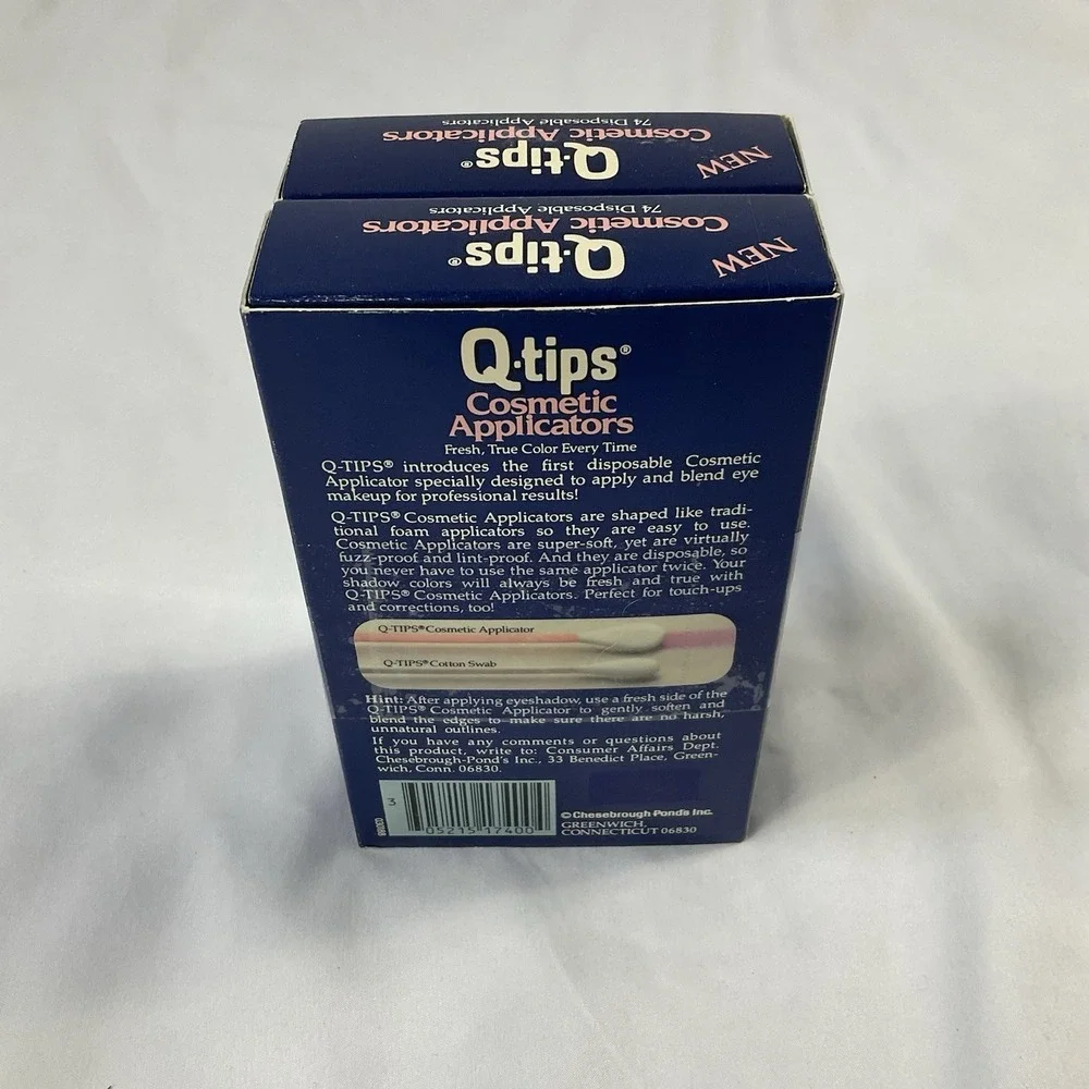Vtg Q-tips Cotton Cosmetic Applicators 74 ct Disposable Oval White/Pink *Read*